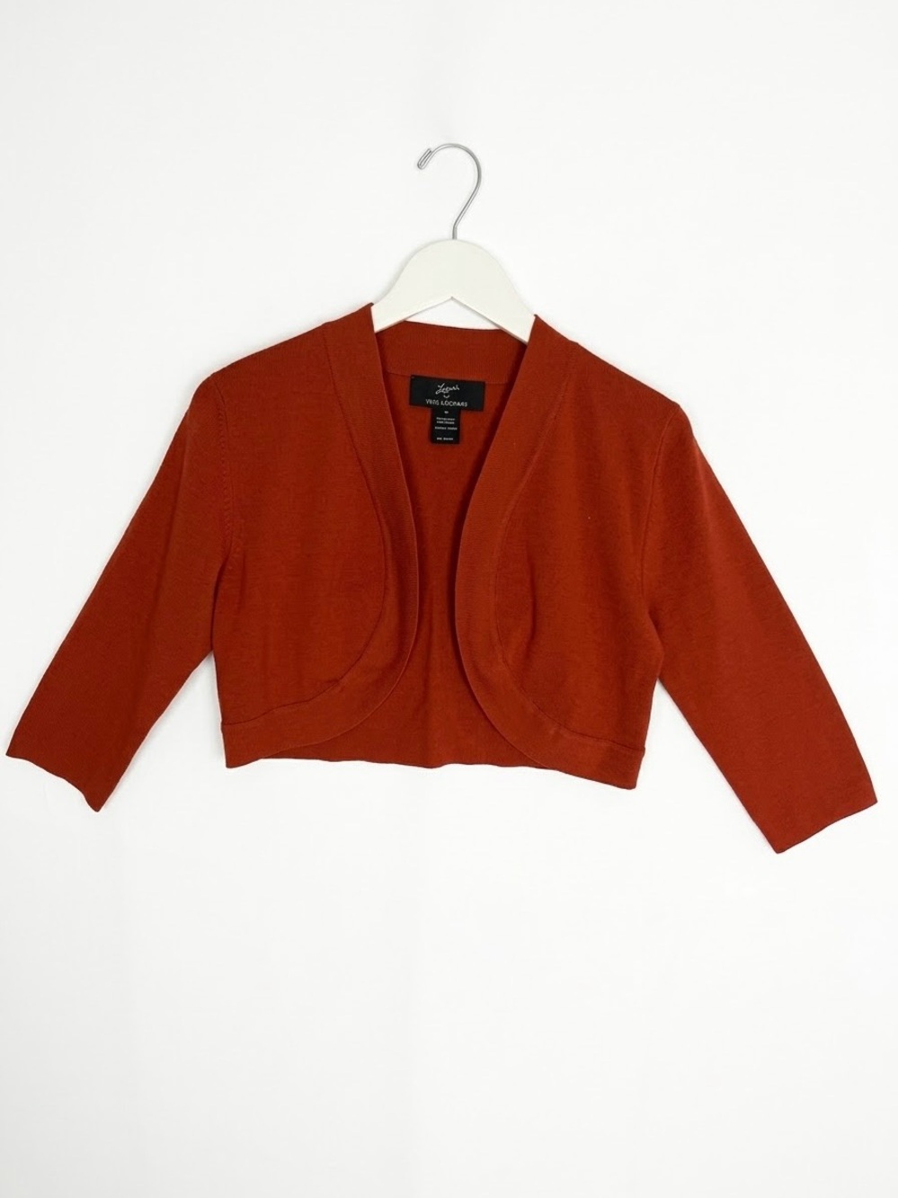 Lennie for Nina Leonard Burnt Orange Cropped Bolero Shrug Sweater M Office Fall
